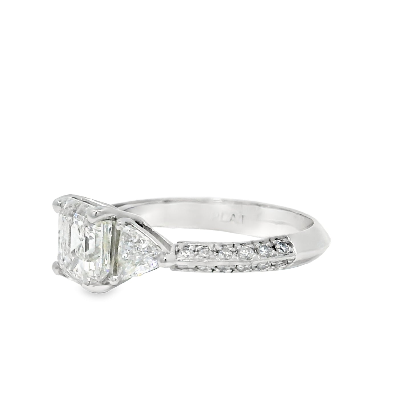 GIA Platinum Natural 1.50 Carat Emerald-Cut Diamond Engagement Ring