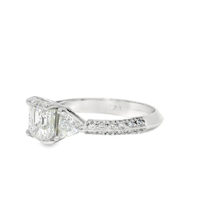 GIA Platinum Natural 1.50 Carat Emerald-Cut Diamond Engagement Ring