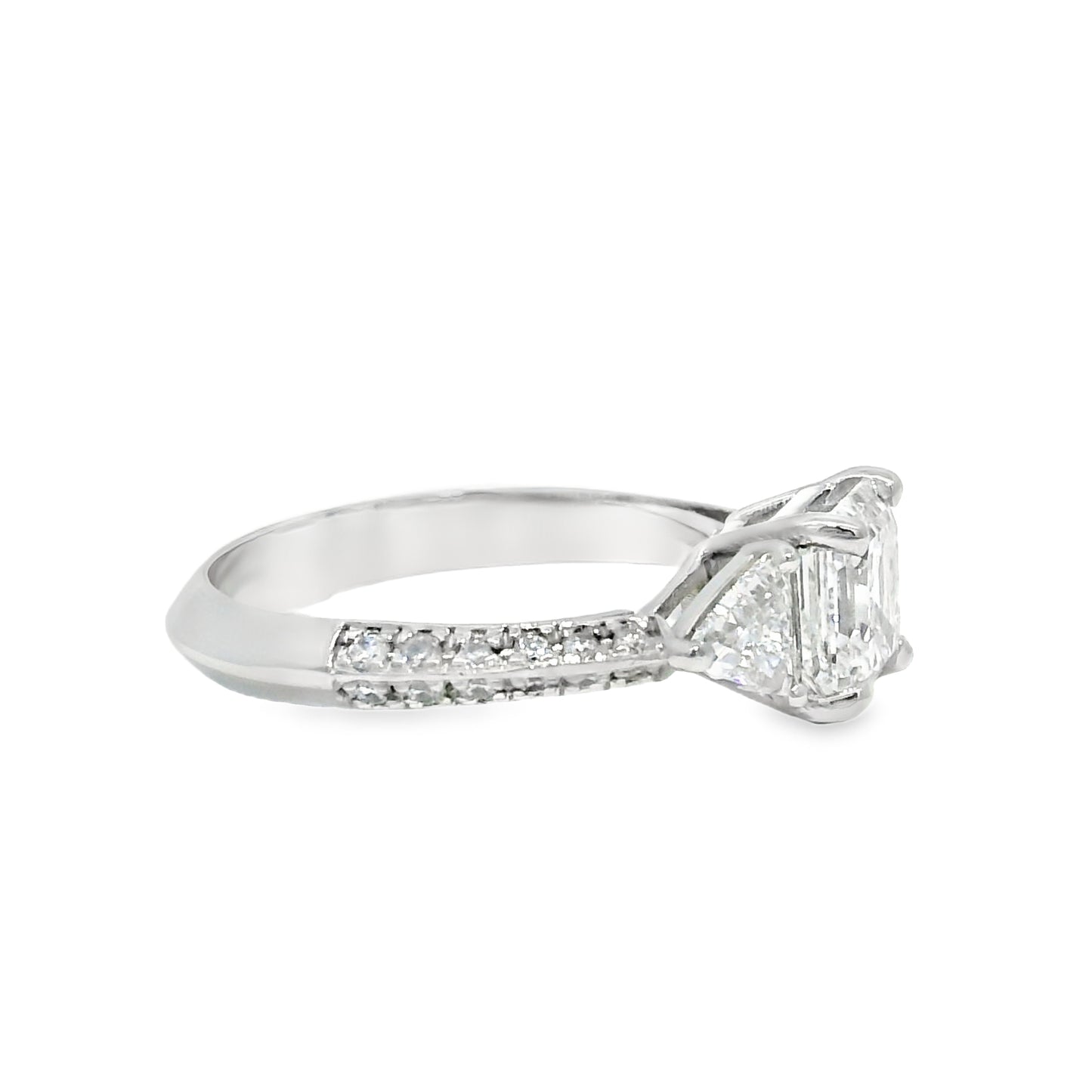 GIA Platinum Natural 1.50 Carat Emerald-Cut Diamond Engagement Ring