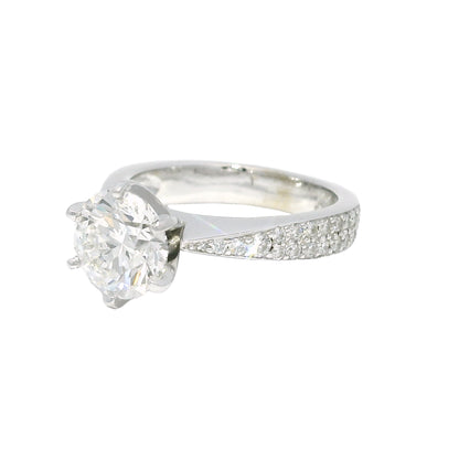 GIA 14k White Gold & Platinum Natural 2.13 Carat Round Brilliant-Cut Diamond Engagement Ring