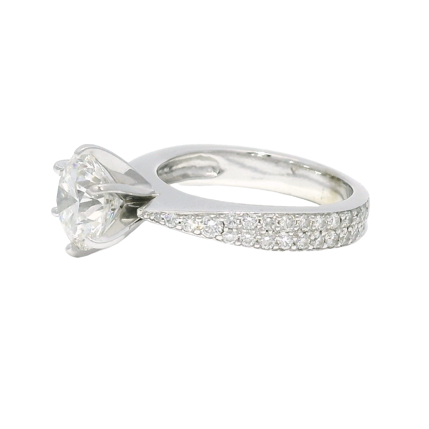 GIA 14k White Gold & Platinum Natural 2.13 Carat Round Brilliant-Cut Diamond Engagement Ring