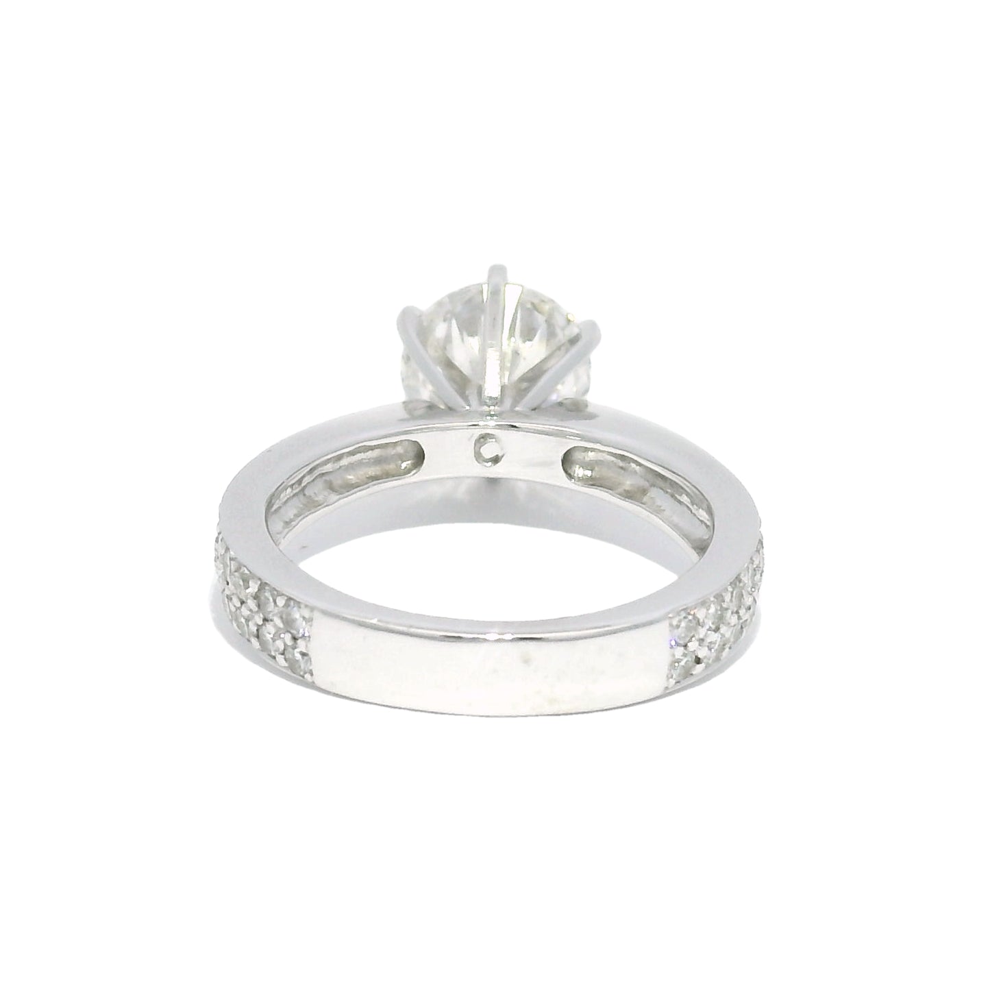 GIA 14k White Gold & Platinum Natural 2.13 Carat Round Brilliant-Cut Diamond Engagement Ring