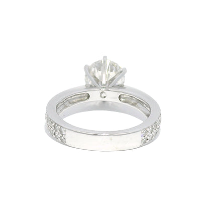 GIA 14k White Gold & Platinum Natural 2.13 Carat Round Brilliant-Cut Diamond Engagement Ring