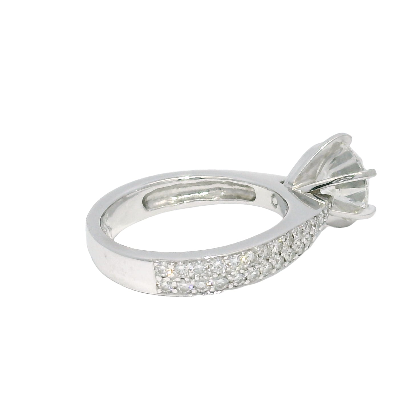 GIA 14k White Gold & Platinum Natural 2.13 Carat Round Brilliant-Cut Diamond Engagement Ring