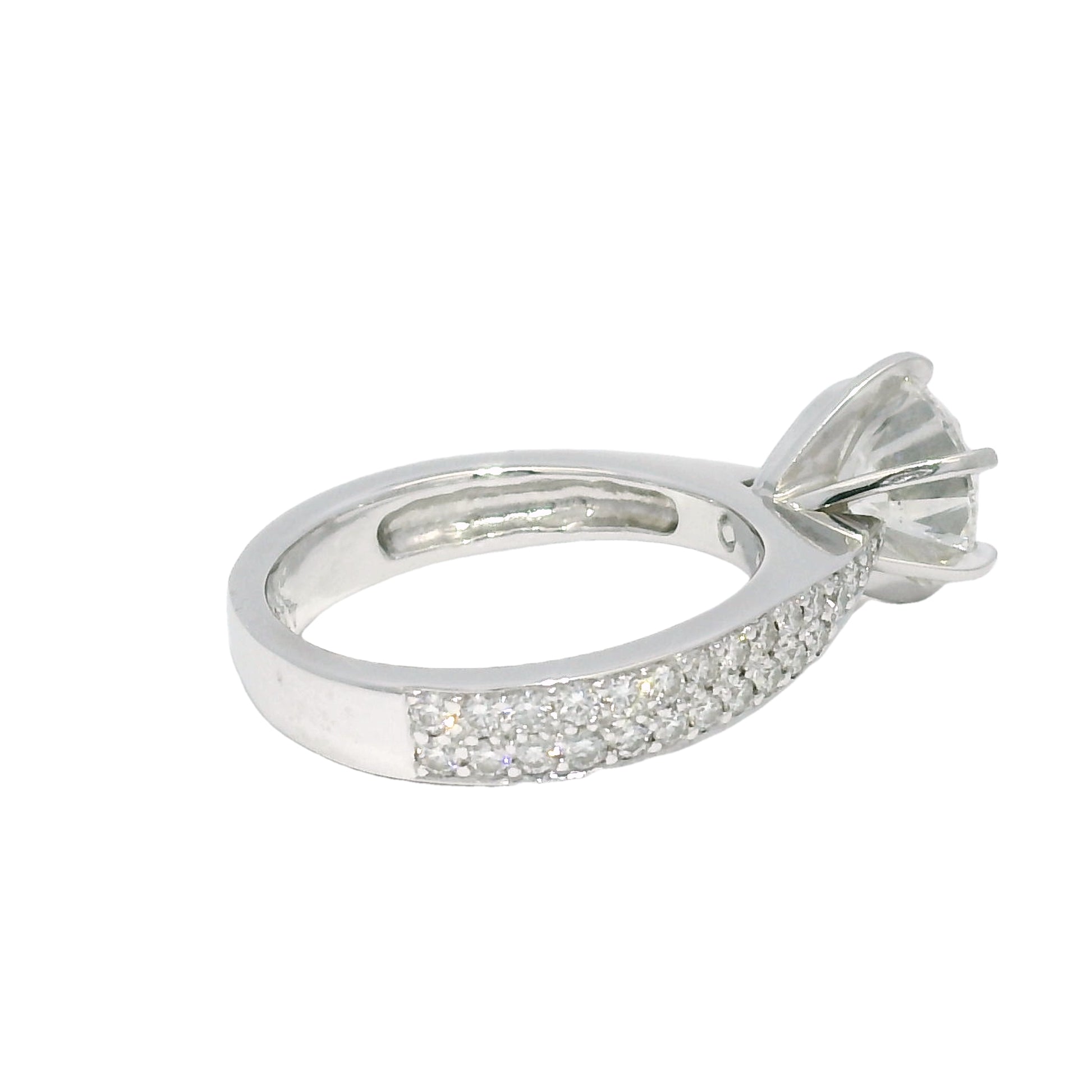 GIA 14k White Gold & Platinum Natural 2.13 Carat Round Brilliant-Cut Diamond Engagement Ring