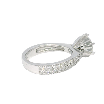 GIA 14k White Gold & Platinum Natural 2.13 Carat Round Brilliant-Cut Diamond Engagement Ring