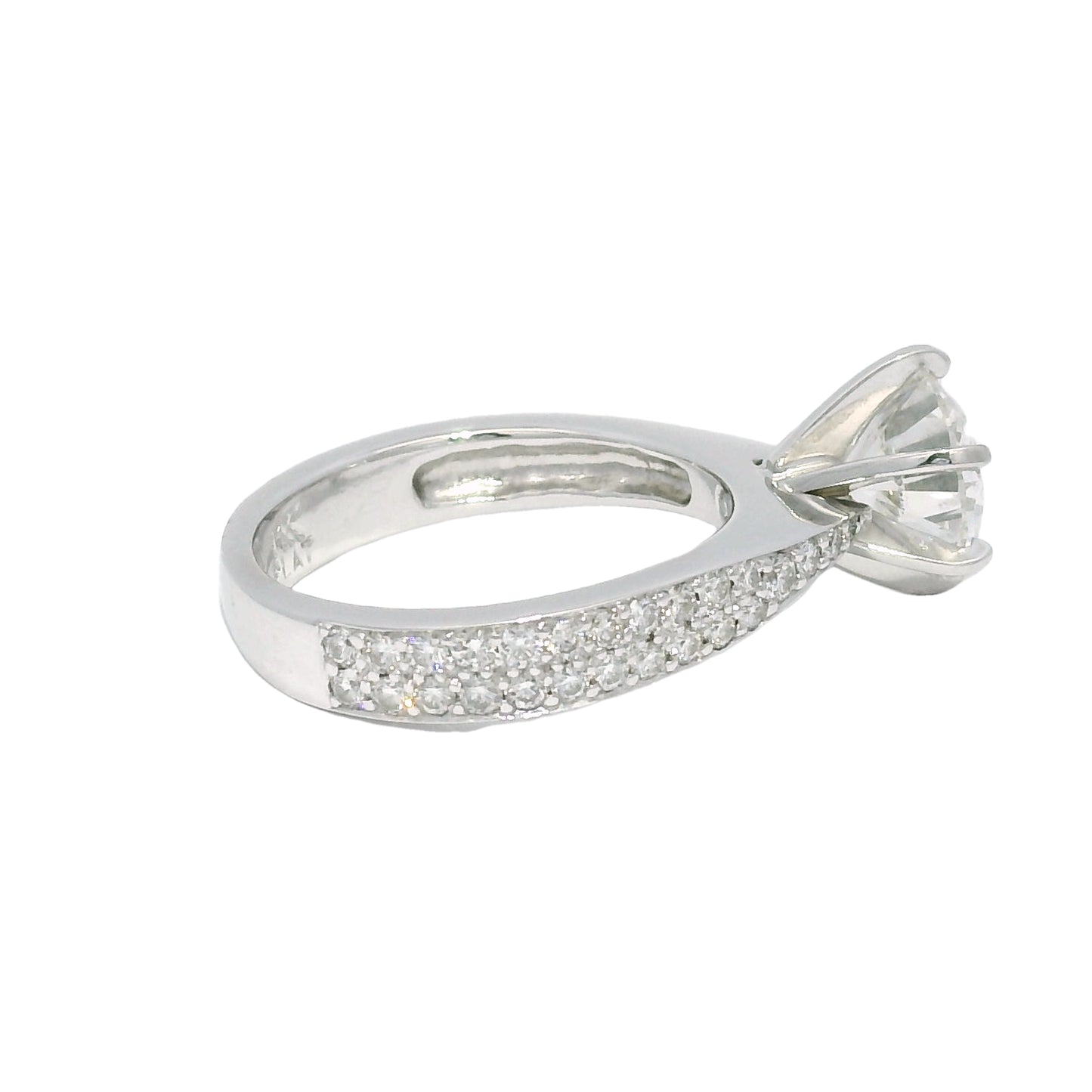 GIA 14k White Gold & Platinum Natural 2.13 Carat Round Brilliant-Cut Diamond Engagement Ring