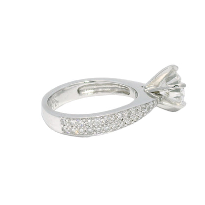GIA 14k White Gold & Platinum Natural 2.13 Carat Round Brilliant-Cut Diamond Engagement Ring