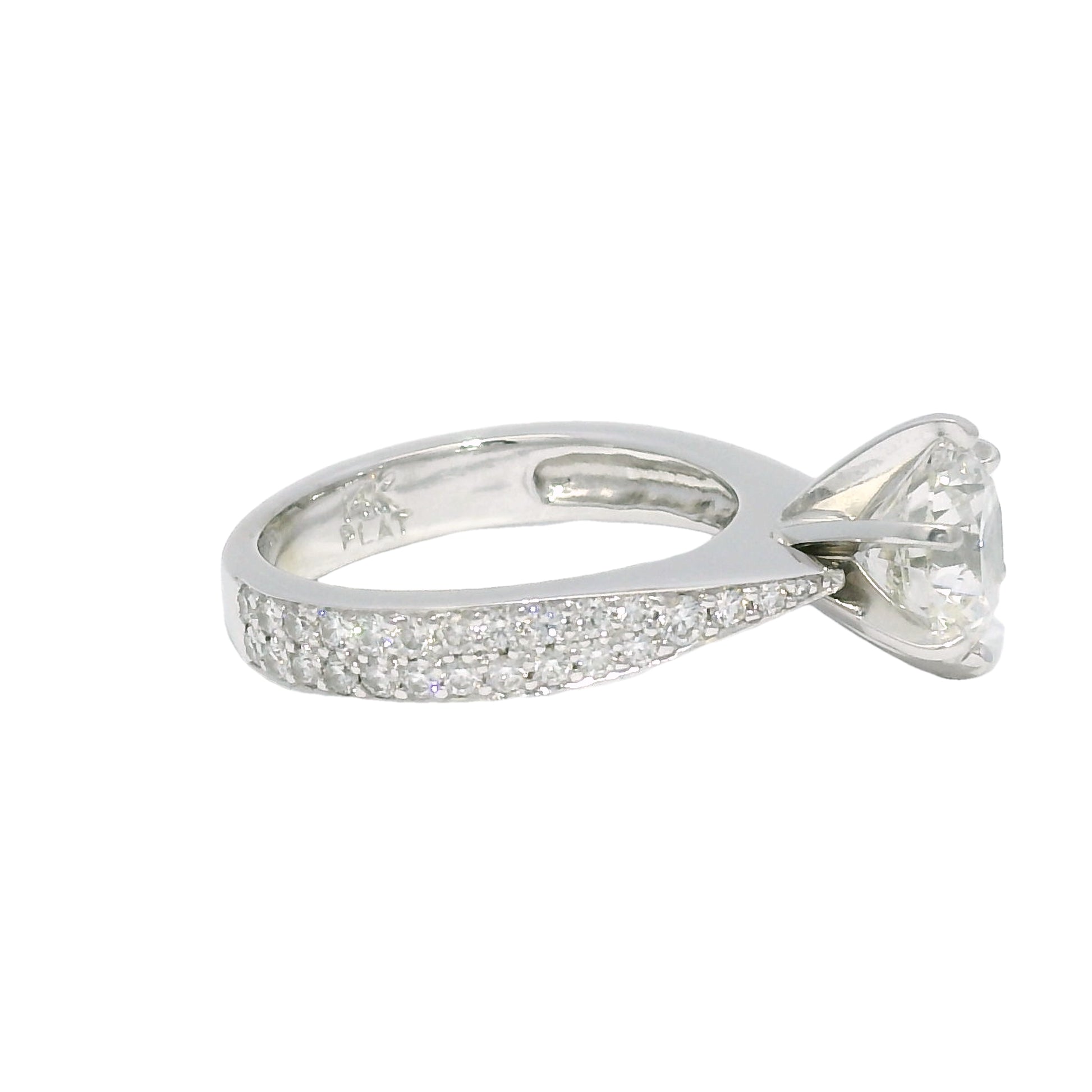 GIA 14k White Gold & Platinum Natural 2.13 Carat Round Brilliant-Cut Diamond Engagement Ring