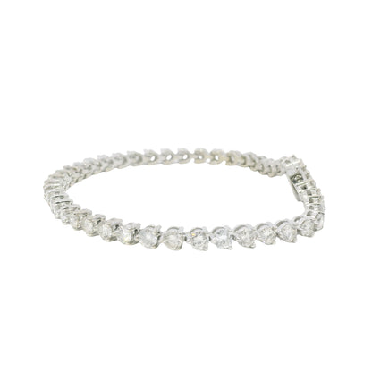 14k White Gold Natural 5.0 Carat Round Brilliant Diamond Tennis Bracelet