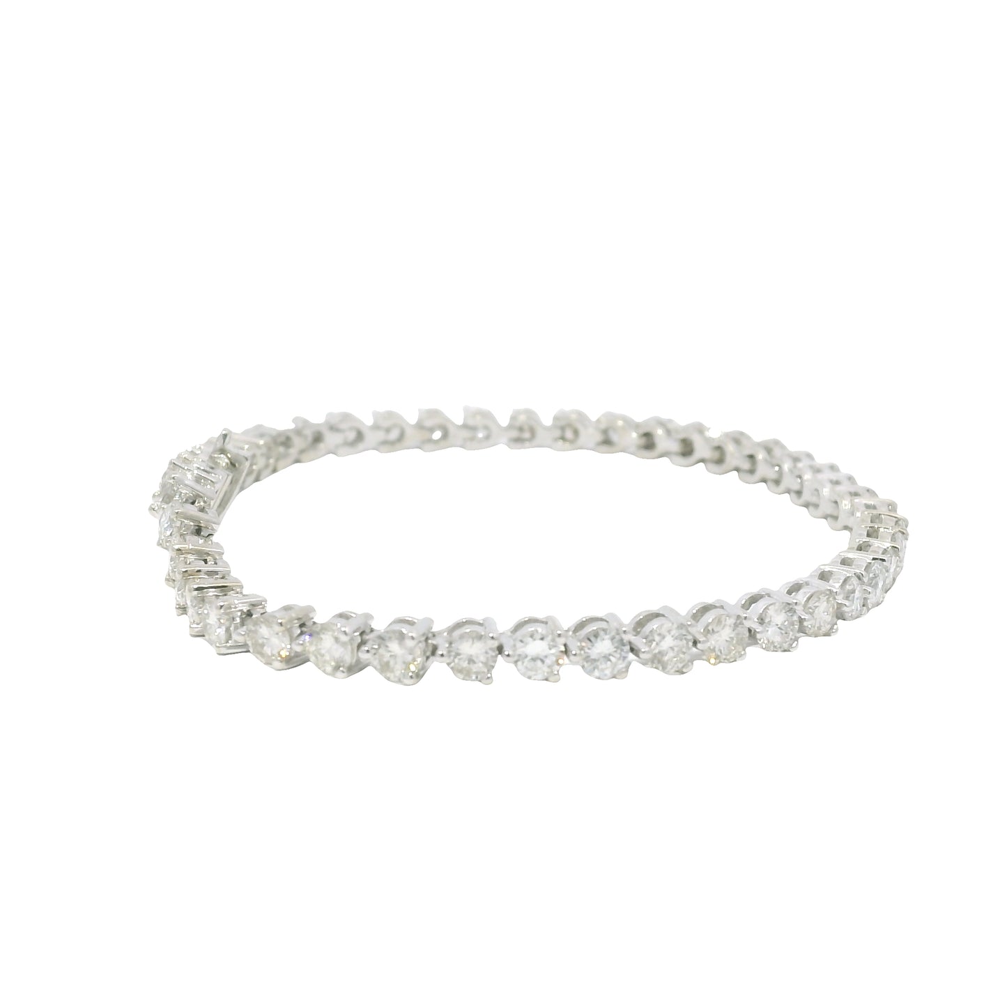 14k White Gold Natural 5.0 Carat Round Brilliant Diamond Tennis Bracelet