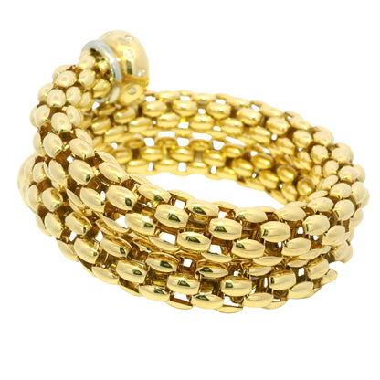18k Yellow Gold Natural Diamond Textured Link Wrap Bracelet