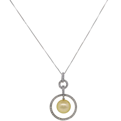 Iridesse 14k White Gold 0.5ctw Diamond and Pearl Pendant Necklace