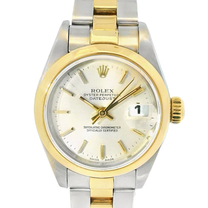 Rolex 79163 Datejust Two-Tone Silver Stick Dial Smooth Bezel Watch