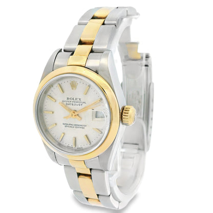 Rolex 79163 Datejust Two-Tone Silver Stick Dial Smooth Bezel Watch