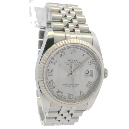 Rolex 116234 Datejust Stainless Steel Silver Roman Numeral Dial 36mm Watch
