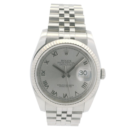 Rolex 116234 Datejust Stainless Steel Silver Roman Numeral Dial 36mm Watch