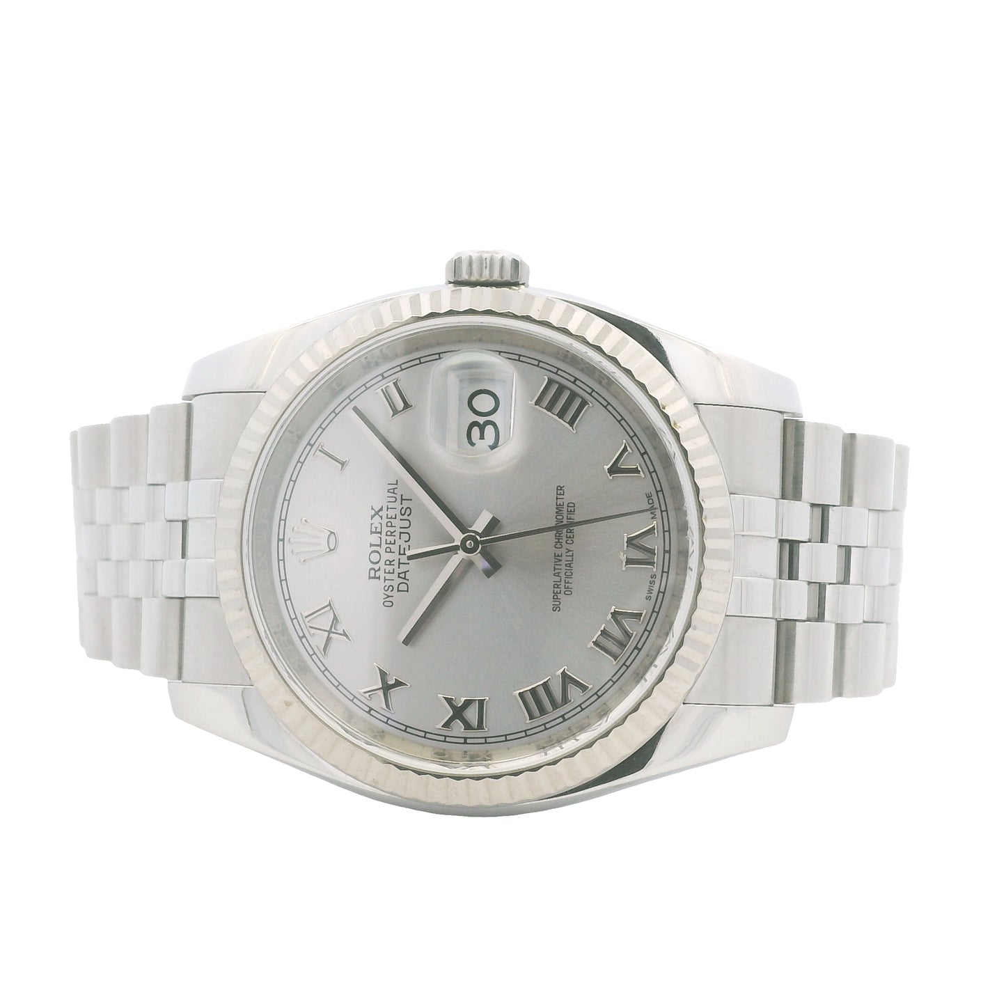 Rolex 116234 Datejust Stainless Steel Silver Roman Numeral Dial 36mm Watch