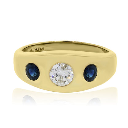 14k Yellow Gold .50ct Diamond .50ctw Sapphire Ring