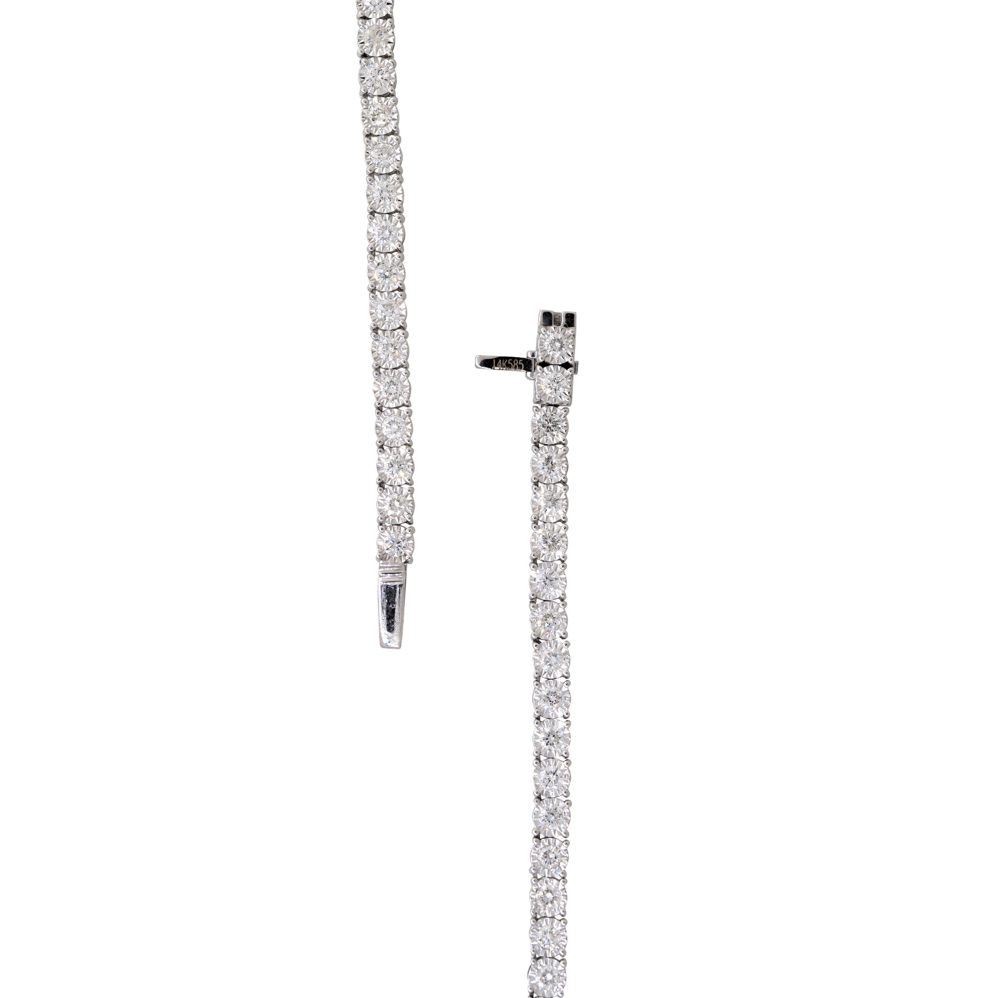 14k White Gold 21.51ctw Round Brilliant Diamond Illusion Set Tennis Necklace