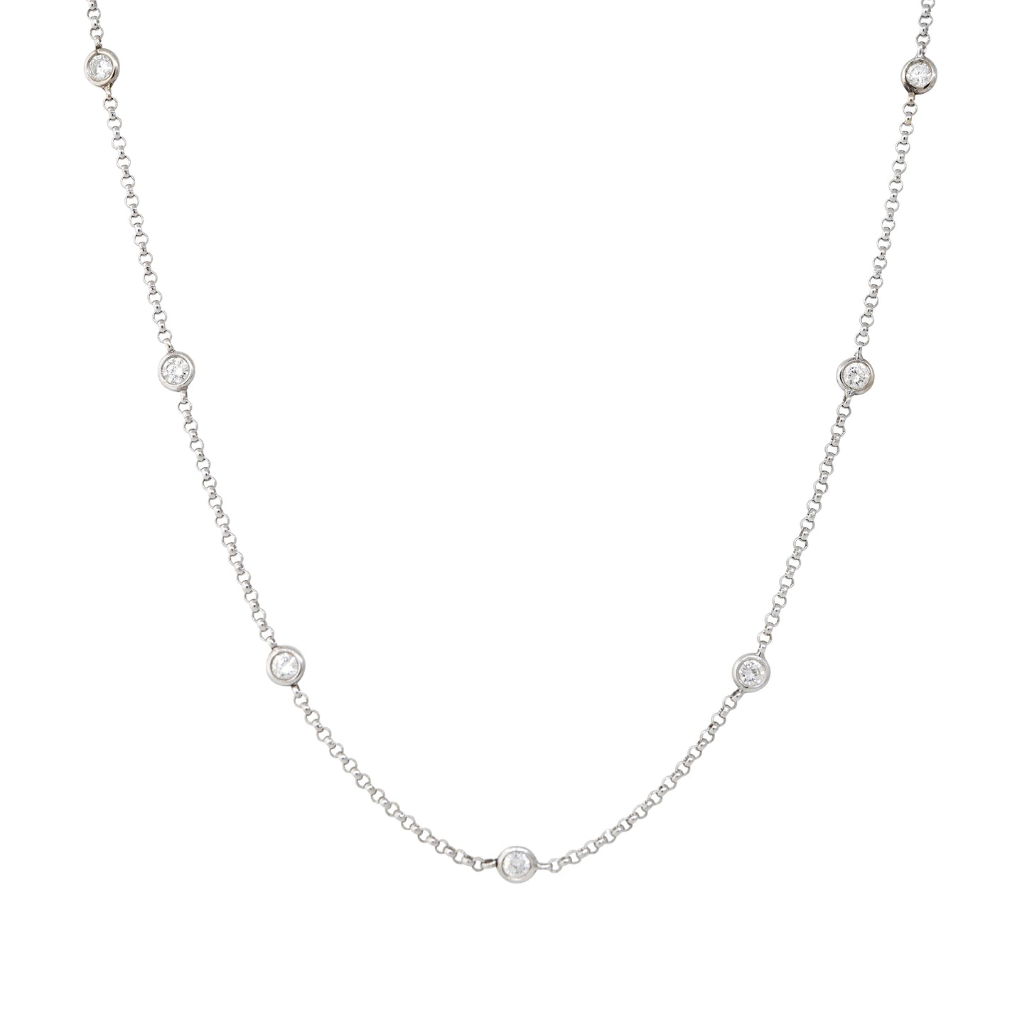 18k White Gold 0.36ctw Round Brilliant Diamonds By The Yard Necklace