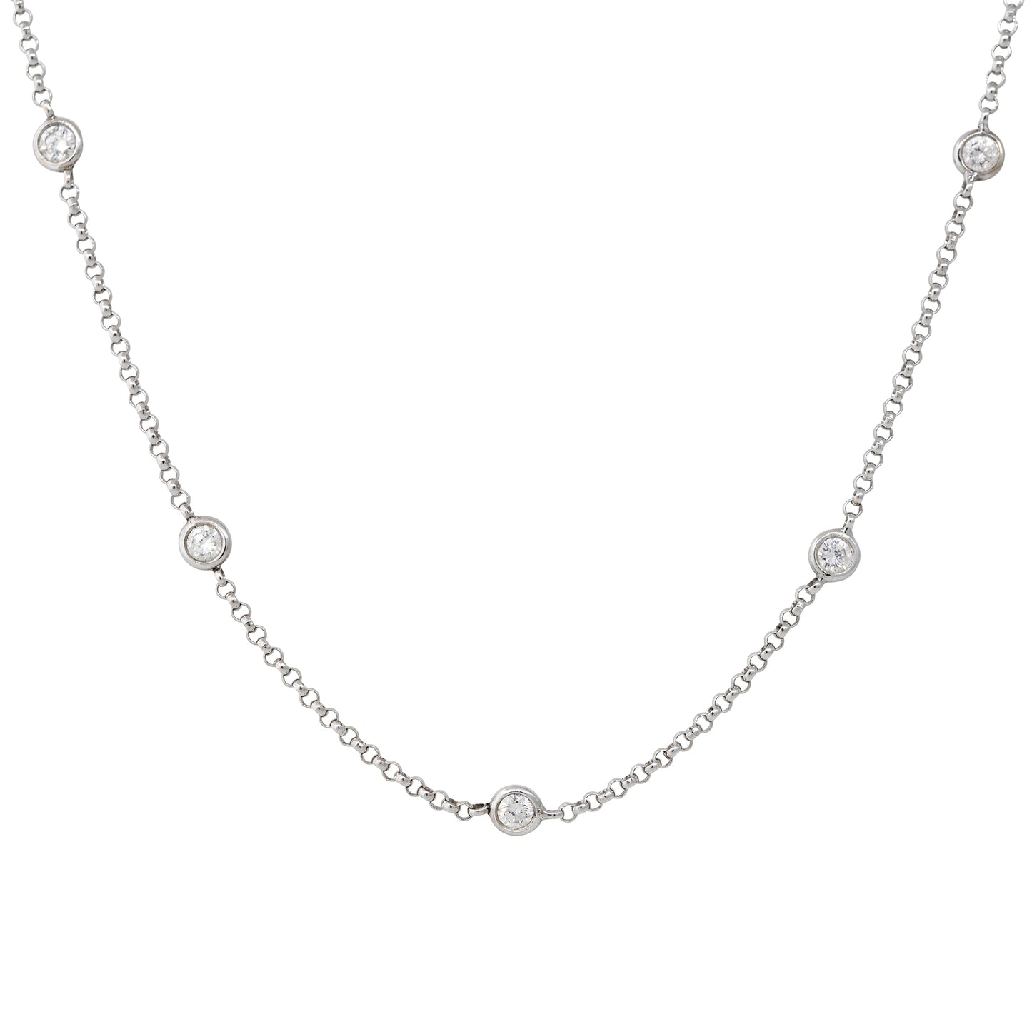 18k White Gold 0.36ctw Round Brilliant Diamonds By The Yard Necklace