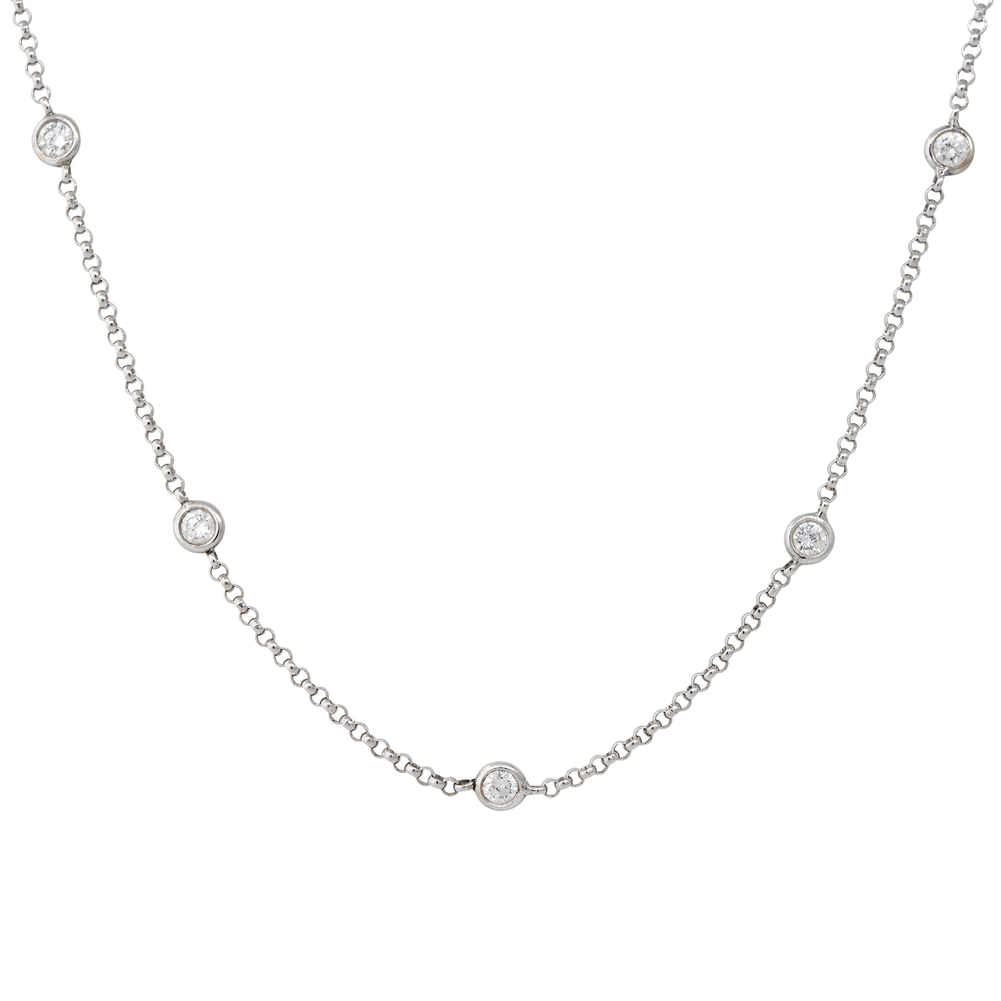 18k White Gold 0.36ctw Round Brilliant Diamonds By The Yard Necklace