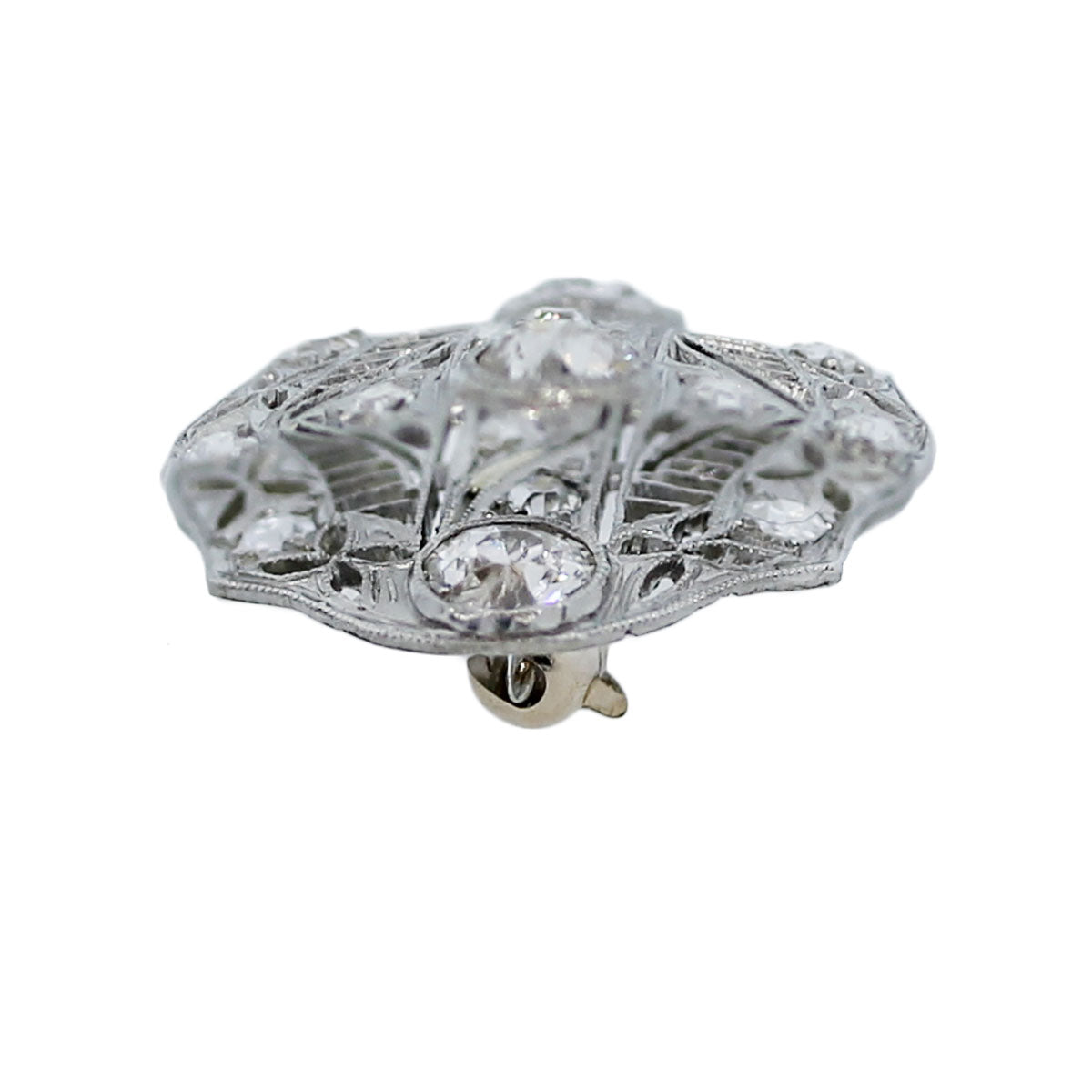 Platinum Antique Old European Cut Diamond Pin