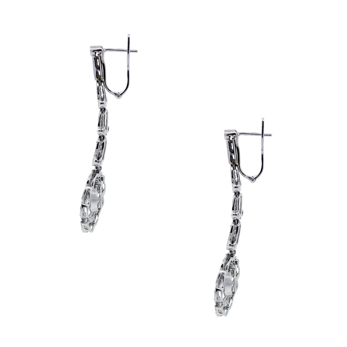 Platinum Cushion Shape Diamond Drop Dangle Earrings