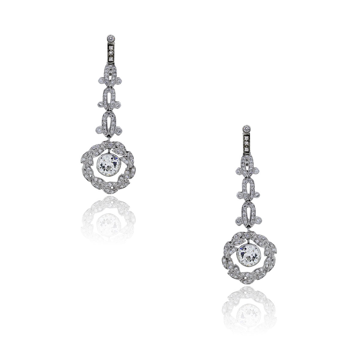 Platinum Cushion Shape Diamond Drop Dangle Earrings