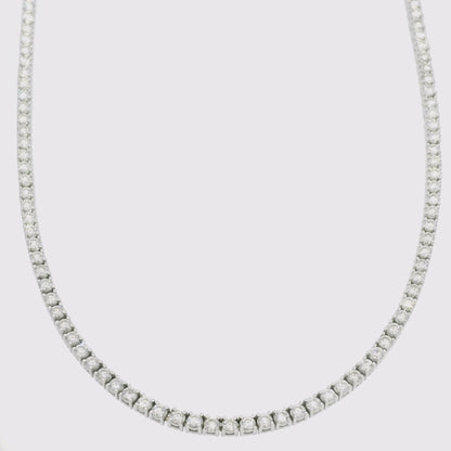 18k White Gold Natural 4.0 Carat Diamond Tennis Necklace
