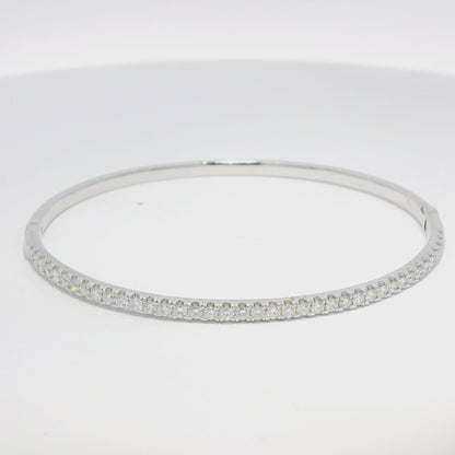 18k White Gold Natural 1.00 Carat Diamond Bangle Bracelet