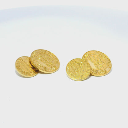 Cartier 18k Yellow Gold 'Tous Droits Reserves Round Cufflinks