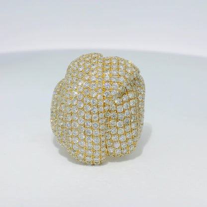 14k Yellow Gold Natural 8.5 Carat Diamond Pave Freeform Wide Ring