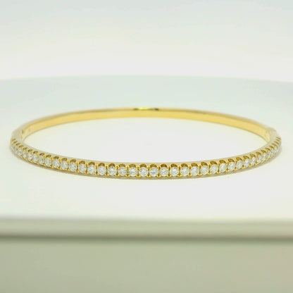 18k Yellow Gold Natural 1.0 Carat Diamond Bangle Bracelet