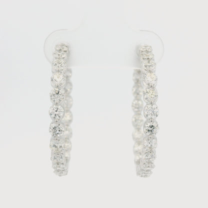 18k White Gold Natural 3.5 Carat Diamond Inside-Out Hoop Earrings
