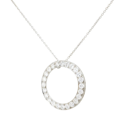 14k White Gold 2.4ctw Diamond Circle Pendant On Chain