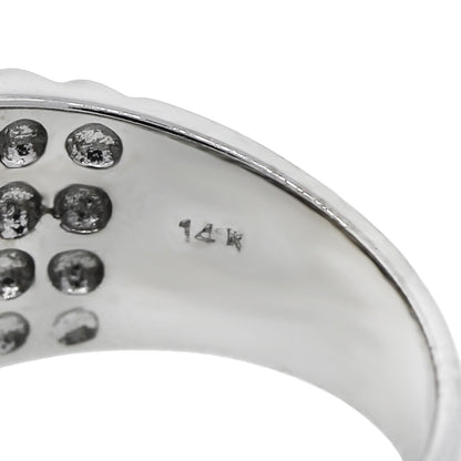 14k White Gold Diamond Signet Mens Ring